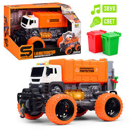 Машина "Мусоровоз Мега Сити" 1:16 (свет, звук) в коробке (оранжевый)