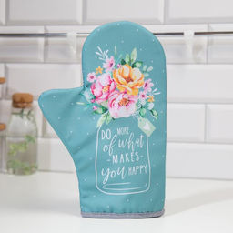 Цена за 2 шт. Варежка-прихватка Доляна В горошек 20?28 см, габардин, 35% хлопок, 65% п/э, ватин 250 г/м?