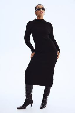 Vestido en punto acanalado con cuello perkins - H&m фото 5