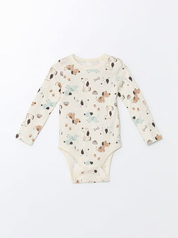 Bisiklet Yaka Bask?l? Erkek Bebek ??t??tl? Bodysuit 3l?