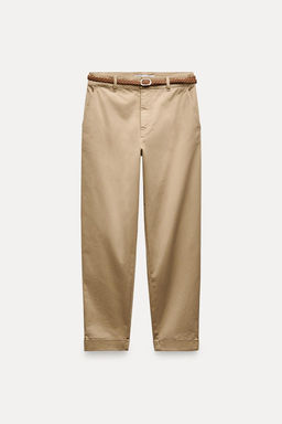 CHINO TROUSERS WITH BRAIDED BELT - Zara фото 20