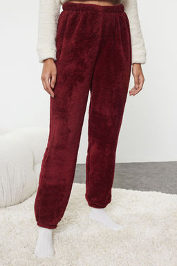 Trendyolmilla Ekru-Bordo Kalpli Wellsoft K?sl?k Orme Pijama Tak?m? THMAW25PT00087