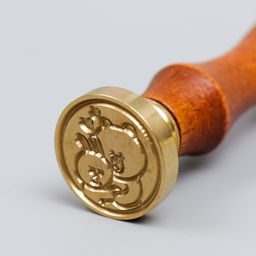 Печать для сургуча с деревянной ручкой «Обнимашки - медведь и зайчик», 9×2.5×2.5 см