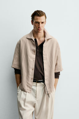 CAMISA BOXY FIT JACQUARD RAYAS / Crudo - Zara фото 2
