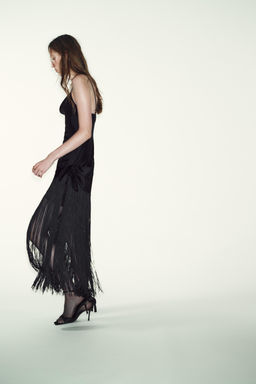 LONG DRESS WITH FRINGING - Zara фото 4