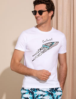 Белая футболка узкого кроя с круглым вырезом