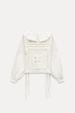 CONTRAST CROCHET BLOUSE - Zara фото 8