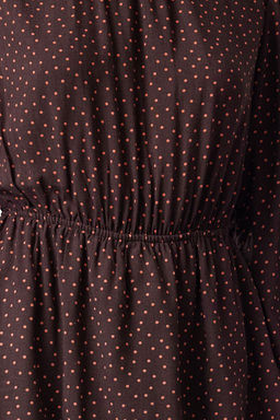 Trendyolmilla Siyah Puantiyeli Belden Ac?lan Volanl? Bisiklet Yaka Mini Dokuma Elbise TWOAW22EL0126  фото 3
