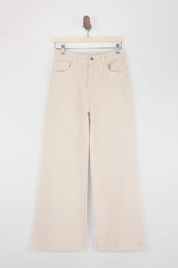 Bej DOKUMLU Yuksek Bel %100 Pamuk Wide Leg Jeans TWOSS26JE00216