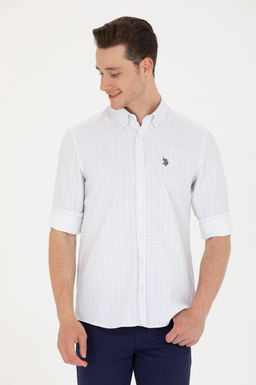 U. S. Polo Assn Мужская темно-синяя белая рубашка с принтом - U.s. polo assn фото 3