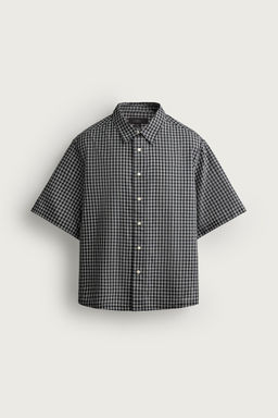 CAMISA RELAXED FIT JACQUARD CUADROS / Azul - Zara фото 7