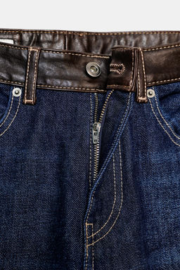 TRF STRAIGHT WIDE HIGH-WAIST LEATHER JEANS - Zara фото 15