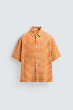 CAMISA RELAXED FIT ESTRUCTURA CUADROS / Naranjas - Zara фото 7