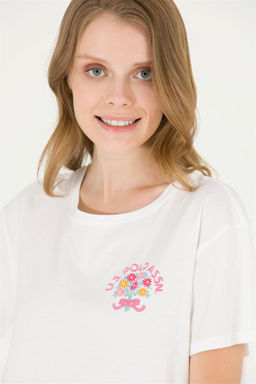 Женская футболка цвета экрю с круглым вырезом Неожиданная скидка в корзине - U.s. polo assn фото 3