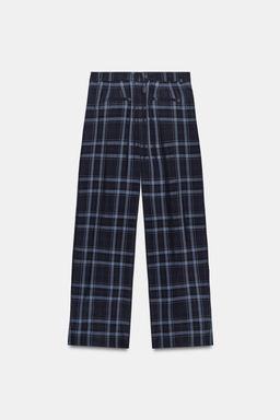 ZW COLLECTION CHECK WIDE-LEG TROUSERS - Zara фото 5