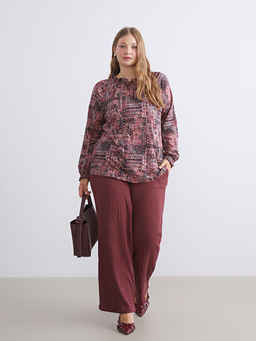 Beli Lastikli Dokulu M?slin Kad?n Pantolon