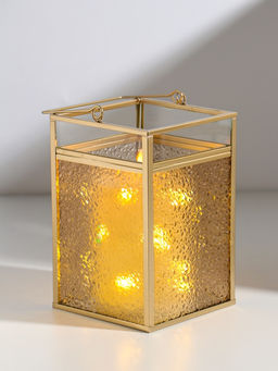 Подсвечник стекло, металл "Капли" золотой 10,5х12х19,4 см