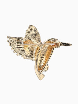 Брошь «Птица» колибри, цветная в золоте