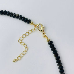 Колье из золотистого Обсидиана и Жемчуга с кулоном из Опала 41 см +