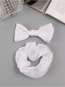 Цена за 6 шт. Набор для волос «Школьница», резинка 10 см, зажим 8 см, классик, белый