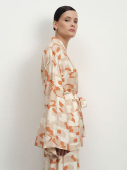 Жакет-кимоно из вискозы 42367 серый с принтом