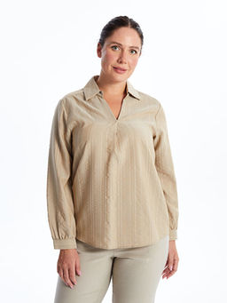 G?mlek Yaka ?izgili Kad?n Bluz