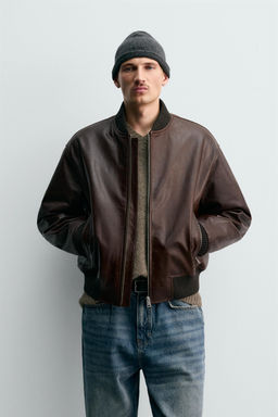 WAXED LEATHER BOMBER JACKET