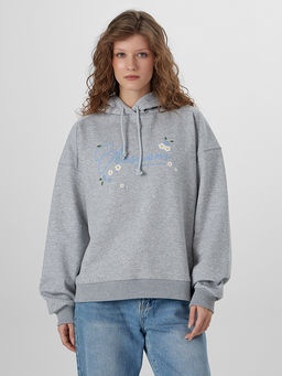 Худи женское серое с надписью Blossom