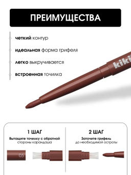 KIKI Карандаш д/ГУБ автомат.с точилкой ARTIST 05 ирис Кис-Кис