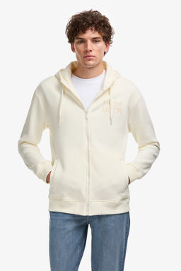Erkek Comfort Fit FermuarlД KapГЕonlu Krem Гrme HДrka