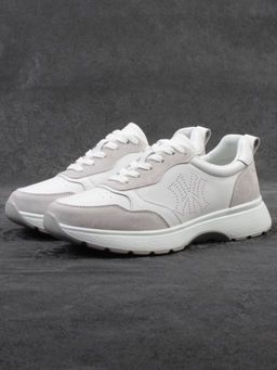 03-YC527-2 WHITE/GRAY Кроссовки женские (натуральная кожа)