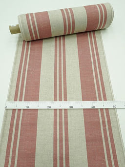 Холст-дорожка Бордовые полосы (на суровом), ш.0.5м, лен-49%, хлопок-51%, 230гр/м.кв - Купава фото 3