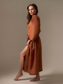 Халат женский домашний SL HOME «Softness», размер 44-52, 100% лён, 150 г/м2