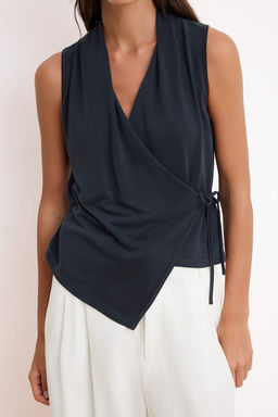 Antrasit Fitted/Vucuda Oturan Kruvaze Baglama Detayl? Modall? Orme Bluz TWOSS26BZ00375 - Trendyolmilla фото 3