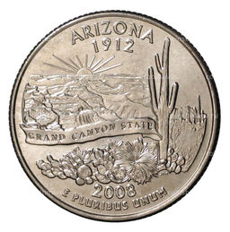 Монета 25 центов (1/4 доллара) 2008 года D США Штаты и территории  Аризона