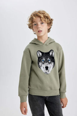 Erkek Cocuk Kapusonlu Bask?l? Sweatshirt - Defacto фото 2