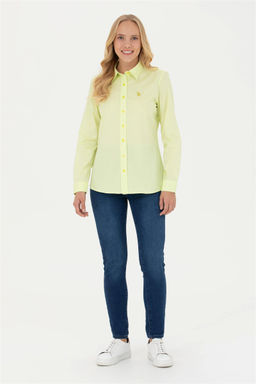 Женская неоново-желтая базовая рубашка с длинным рукавом Неожиданная скидка в корзине - U.s. polo assn фото 4