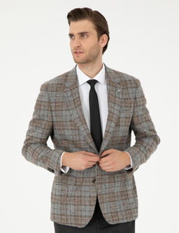 F_me Slim Fit Y_n Kar___ml_ Ekose Ceket