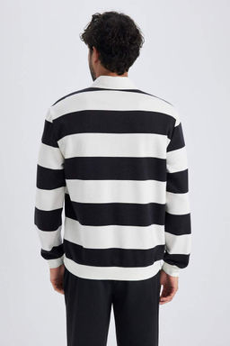 Толстовка в полоску Modern Fit с воротником-поло - Defacto фото 10