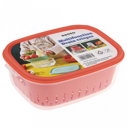 Лоток пластмассовый с решетчатой вставкой (дуршлаг) для мытья и хранения овощей, фруктов и ягод, 1,4л 18х14см h8см, с крышкой, цвета в ассортименте: белый; коралловый; зеленый, в п/эт пакете (Китай)
