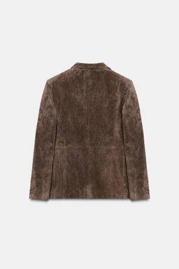 100% LEATHER DOUBLE-BREASTED BLAZER - Zara фото 6