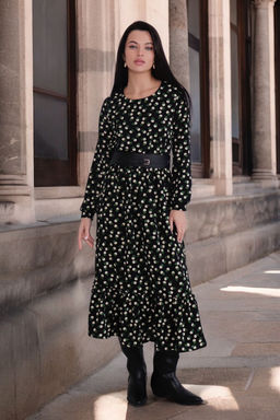 Платье чёрное с принтом длины миди - Martichelli фото 12