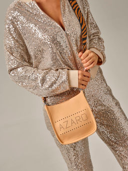 Сумка кожаная на плечо Azaro 30996 персик