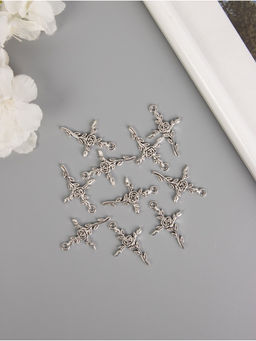 Набор декоративных элементов для творчества Роза и крест, металл под серебро, 10 шт., 3.42.30.2 см