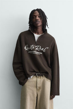 PRINTED QUARTER-ZIP SWEATSHIRT - Zara фото 2