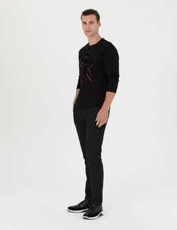 Siyah Slim Fit Beli Lastikli Kanvas Pantolon