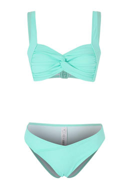 Turkuaz Bralette Kapl? Dokulu Normal Bel Regular Bikini Tak?m? TBESS26BT00058