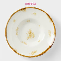 Тарелка для пасты Доляна Organic Gold, 150 мл, d=21 см, фарфор, белая фото 2