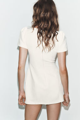 VESTIDO CORTO PLIEGUES BOLSILLOS / Blanco roto - Zara фото 13