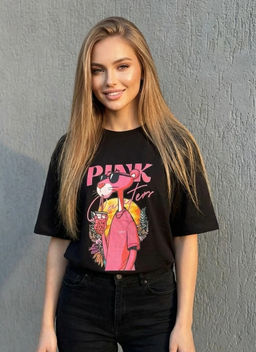 K13422 Футболка OVER SIZE (хлопок) ЧЕРНЫЙ